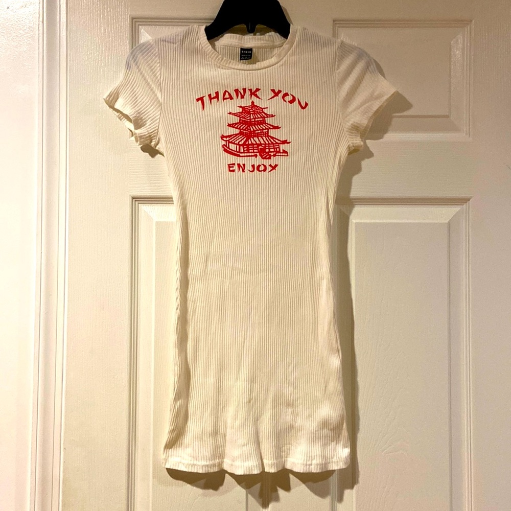 “Thank You | Enjoy” Take Out design On white Dress